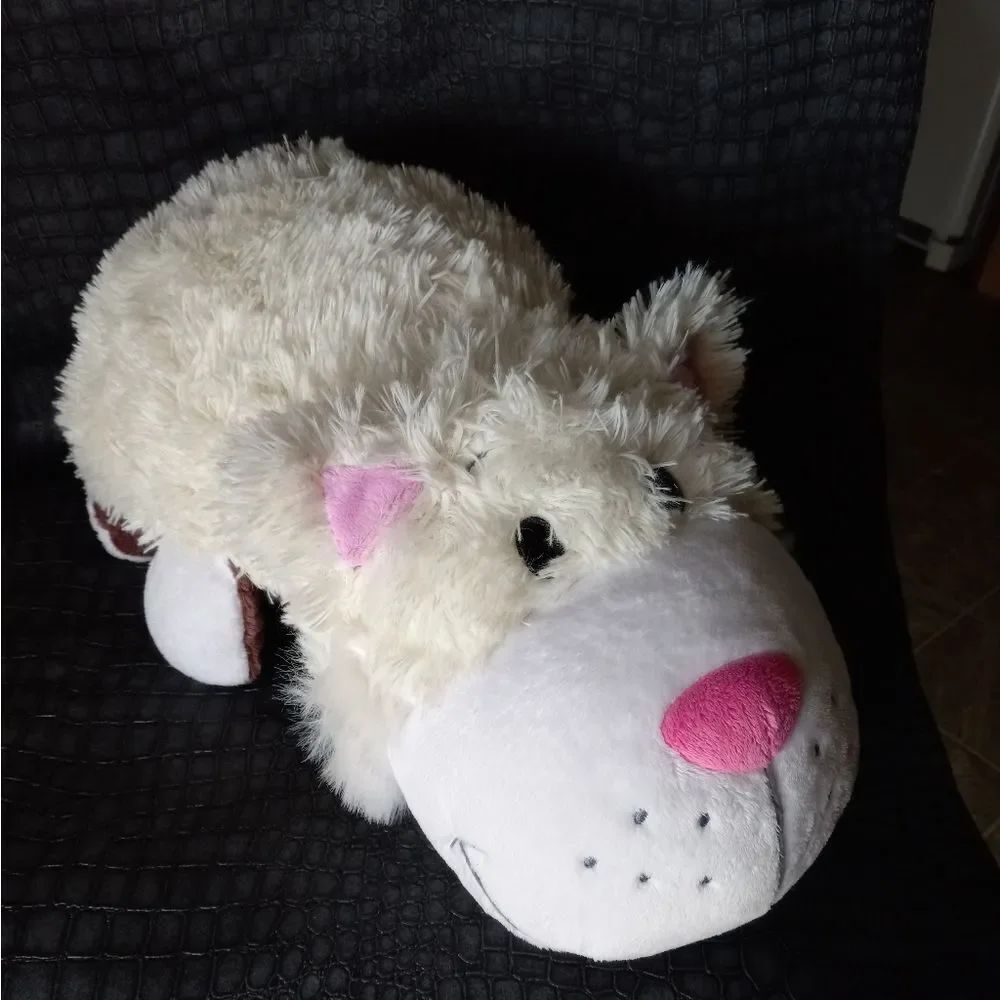 Flipazoo 18" Plush 2-in-1 Pillow Brown Bradley Labrador Puppy White Rachel Cat